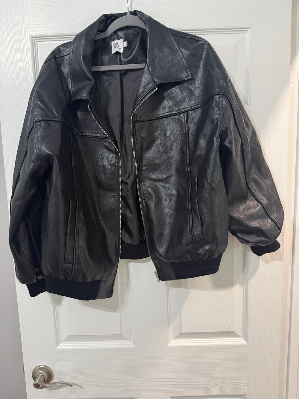 Princess Polly faux leather bomber  jacket. Oversized fit.